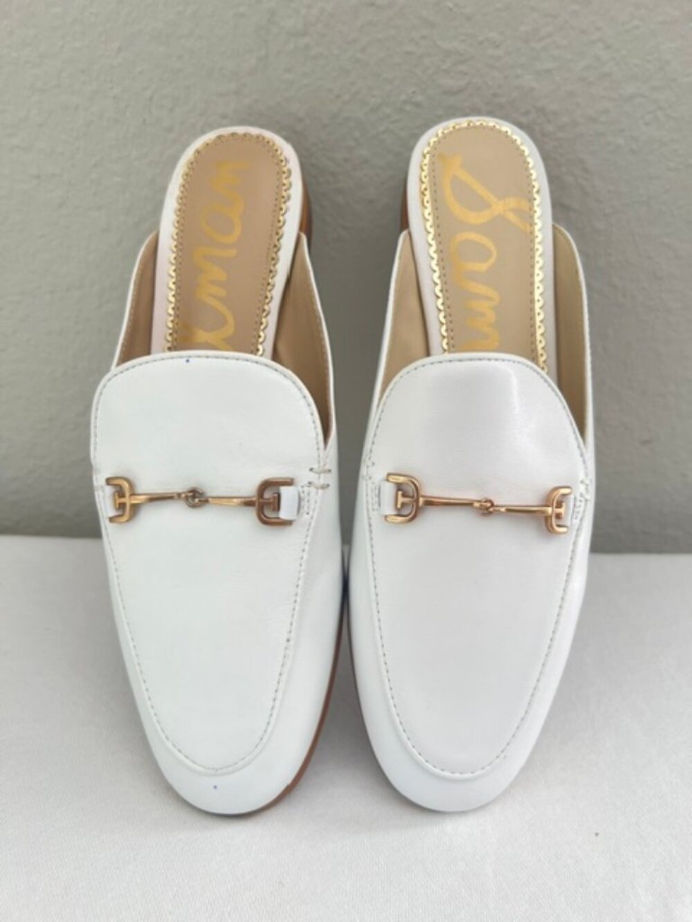 Sam Edelman Women's Linnie Mule Genuine Leather-Bright White